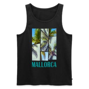Mallorca Summer Sun Beach Sea Palms Holiday - Men's Premium Organic Tank Top - black - Front - AI Model Male 178 light (178cm)