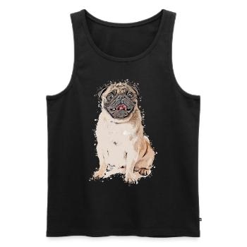 Pug Dog Pet Animal Cartoon Comic Style - Men's Premium Organic Tank Top - black - Front - AI Model Male 178 light (178cm)