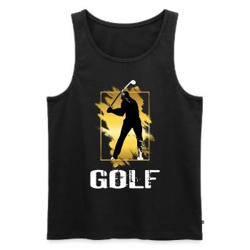 Golf Golfen Golfspieler Sport Hobby Club Gold - Männer Premium Bio Tank Top - Schwarz - Vorne - Michal (187cm)