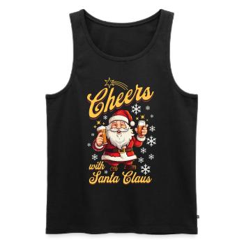 Santa Claus Alcohol Beer Mulled Wine Liquor Cheers - Men's Premium Organic Tank Top - black - Front - Michal (187cm)