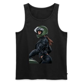 Lady Biker für eine Motorradfahrerin Bikerin - Männer Premium Bio Tank Top - Schwarz - Vorne - Michal (187cm)