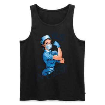 Lustige Krankenschwester mit Humor - Männer Premium Bio Tank Top - Schwarz - Vorne - Michal (187cm)