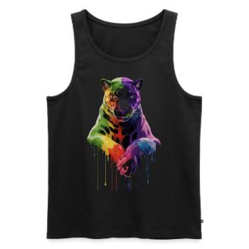 Schwarzer Panther Großkatze - Männer Premium Bio Tank Top - Schwarz - Vorne - AI Model Male 178 light (178cm)