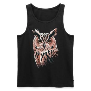 Niedliche Eule Vogel Federn Blumen Muster - Männer Premium Bio Tank Top - Schwarz - Vorne - Michal (187cm)