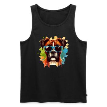 Bunte Boxer-Hund-Splash-Kunst - Männer Premium Bio Tank Top - Schwarz - Vorne - Michal (187cm)