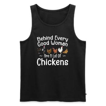 Behind Every Good Woman Are A Lot Of Chickens - Débardeur bio Premium Homme - noir - Devant - Michal (187cm)