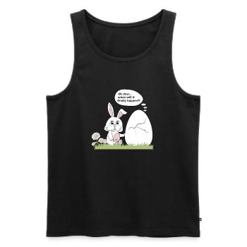 Lapin et œuf - Débardeur bio Premium Homme - noir - Devant - Michal (187cm)