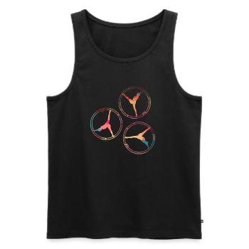 Rhönrad,Vélo,Tournoi, Sportif,Coloré,Graffiti - Débardeur bio Premium Homme - noir - Devant - Michal (187cm)