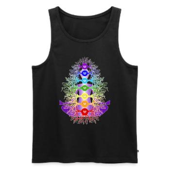 Chakras with their roots - Men's Premium Organic Tank Top - black - Front - AI Model Male 178 light (178cm)