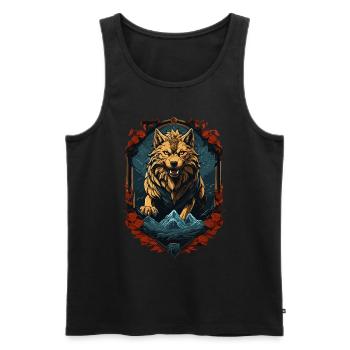 Wolf Fenris Mystisch nordische Mythologie - Männer Premium Bio Tank Top - Schwarz - Vorne - AI Model Male 178 light (178cm)