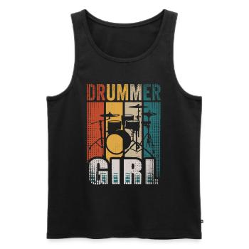 Vintage Drummer Girl Drum Set Musicien - Débardeur bio Premium Homme - noir - Devant - Michal (187cm)
