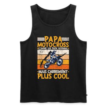 Papa Motocross Humour Moto Cross Motard Motocyclis - Débardeur bio Premium Homme - noir - Devant - Michal (187cm)