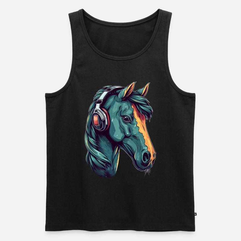 Idée passion chevaux cavalière aquarelle splash - Débardeur bio Premium Homme - noir