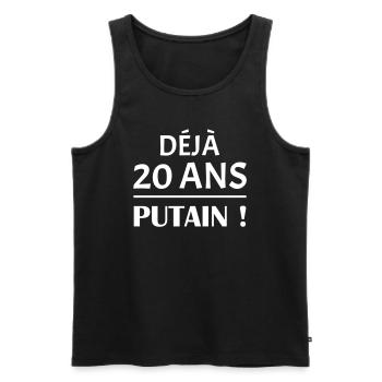 Déjà 20 ans, anniversaire,cadeau d'anniversaire - Débardeur bio Premium Homme - noir - Devant - Michal (187cm)