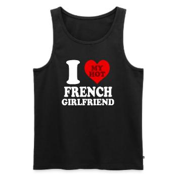 J’aime ma copine française Funny Heart - Débardeur bio Premium Homme - noir - Devant - Michal (187cm)