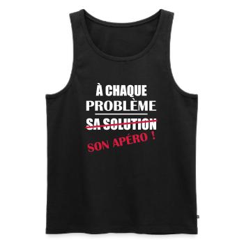À chaque problème sa solution, apéro, humour, noël - Débardeur bio Premium Homme - noir - Devant - Michal (187cm)