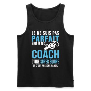 coach parfait super équipe club humour coach sport - Débardeur bio Premium Homme - noir - Devant - Michal (187cm)