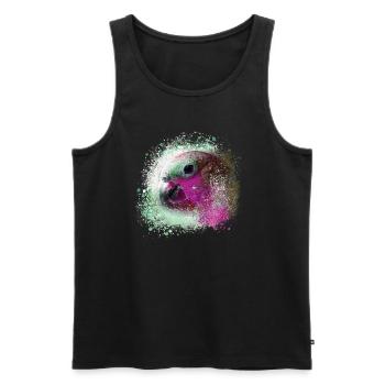 Papagei, ara, aquarell vogel, graffiti,bunt - Männer Premium Bio Tank Top - Schwarz - Vorne - Michal (187cm)