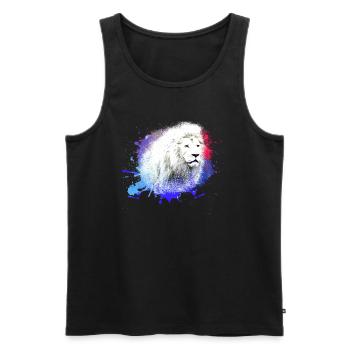 Lion blanc,Lion,Coloré,Graffiti,Peinture - Débardeur bio Premium Homme - noir - Devant - AI Model Male 178 light (178cm)