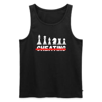 Schach Trend Chess Cheating Meme Queens Gambit - Men's Premium Organic Tank Top - black - Front - AI Model Male 178 light (178cm)