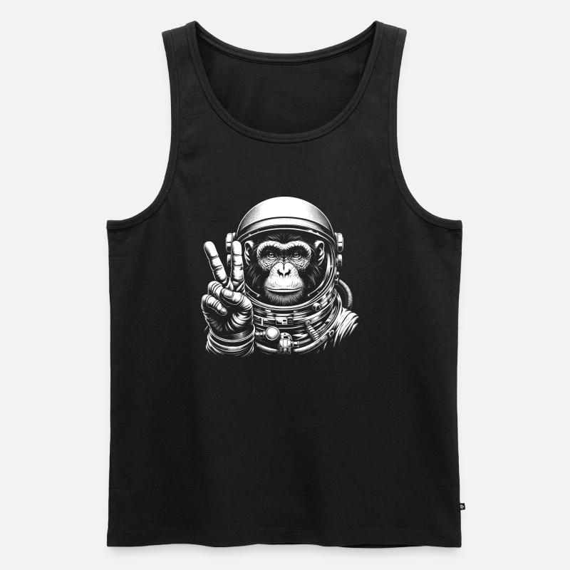 Singe Astronaute Paix - Débardeur bio Premium Homme - noir