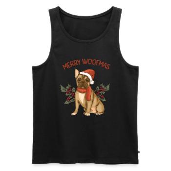 Joyeux Woofmas - Joyeux Noël Boston Terrier - Débardeur bio Premium Homme - noir - Devant - AI Model Male 178 light (178cm)