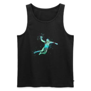 Handball, handballer, Beachhandball,Graffiti - Männer Premium Bio Tank Top - Schwarz - Vorne - Michal (187cm)