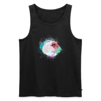 Cochons d’Inde, graffiti, peinture, coloré - Débardeur bio Premium Homme - noir - Devant - Michal (187cm)