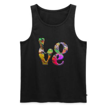Graffiti,love,schrift,chrom,bunt,liebe,bunt - Männer Premium Bio Tank Top - Schwarz - Vorne - Michal (187cm)