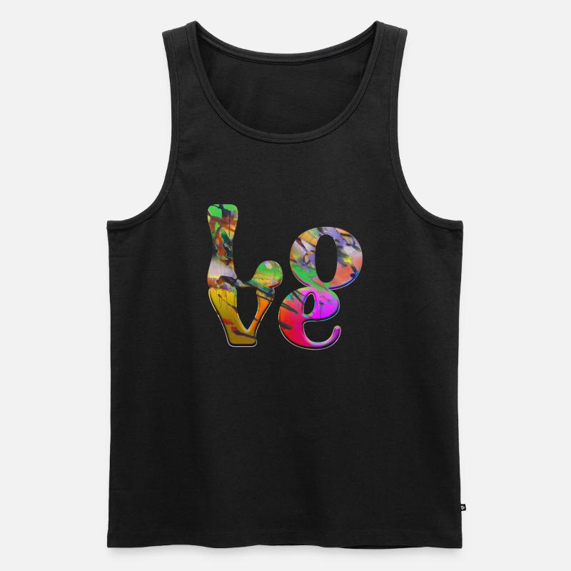 Graffiti,love,schrift,chrom,bunt,liebe,bunt - Männer Premium Bio Tank Top - Schwarz