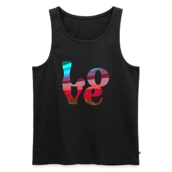Font,Retro,Colorful,Typo,Abstract,Colorful - Men's Premium Organic Tank Top - black - Front - AI Model Male 178 light (178cm)
