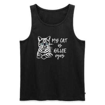 My Cat is Blue Eyes - Männer Premium Bio Tank Top - Schwarz - Vorne - AI Model Male 178 light (178cm)