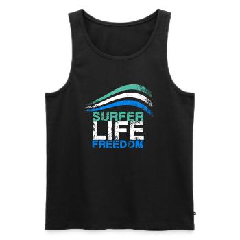 surfer,life,freedom,surf,welle,retro - Männer Premium Bio Tank Top - Schwarz - Vorne - AI Model Male 178 light (178cm)