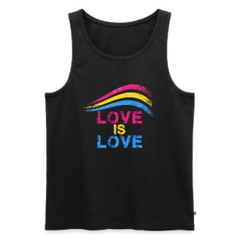 love is love ,owl,LGBT,rainbow, pansexual - Men's Premium Organic Tank Top - black - Front - AI Model Male 178 light (178cm)