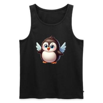 Cute Penguin Angel Cartoon Blue Eyes - Men's Premium Organic Tank Top - black - Front - AI Model Male 178 light (178cm)