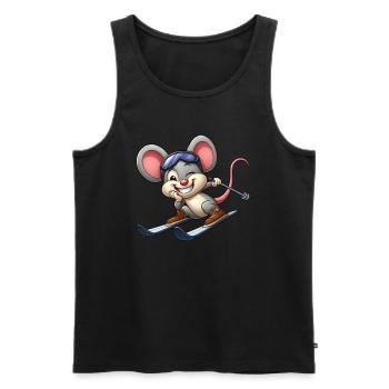 Ski Mouse Skier Winter Winter Sports Cartoon - Men's Premium Organic Tank Top - black - Front - Michal (187cm)