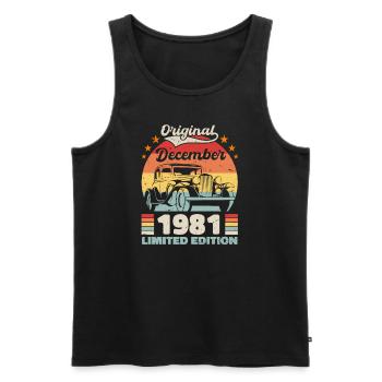 December 1981 Birthday present December 1981 - Men's Premium Organic Tank Top - black - Front - AI Model Male 178 light (178cm)