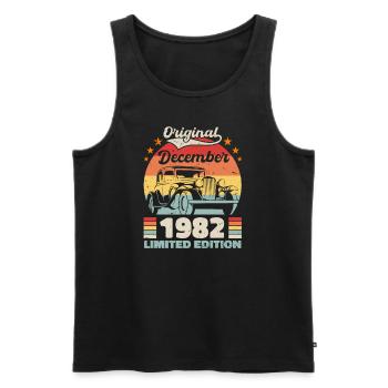 Dezember 1982 Geburtstagsgeschenk Dezember 1982 - Männer Premium Bio Tank Top - Schwarz - Vorne - Michal (187cm)