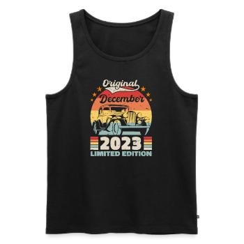 Dezember 2023 Geburtstagsgeschenk Dezember 2023 - Männer Premium Bio Tank Top - Schwarz - Vorne - Michal (187cm)