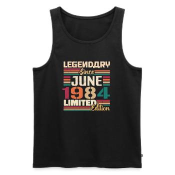 Legendary June 1984 Limited Edition June 1984 - Männer Premium Bio Tank Top - Schwarz - Vorne - Michal (187cm)
