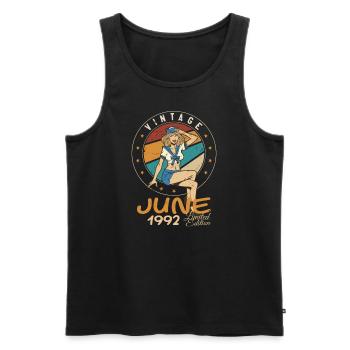 Vintage 1992 - Born In June 1992 - Männer Premium Bio Tank Top - Schwarz - Vorne - Michal (187cm)