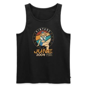 Vintage 2004 - Born In June 2004 - Männer Premium Bio Tank Top - Schwarz - Vorne - Michal (187cm)