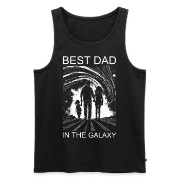 Père Fille Papa Filles Meilleur Papa de la galaxie - Débardeur bio Premium Homme - noir - Devant - Michal (187cm)