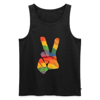 Colored peace sign - Men's Premium Organic Tank Top - black - Front - Michal (187cm)
