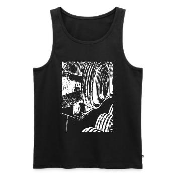 Druckmaschinen-Linienkunst - Männer Premium Bio Tank Top - Schwarz - Vorne - Michal (187cm)