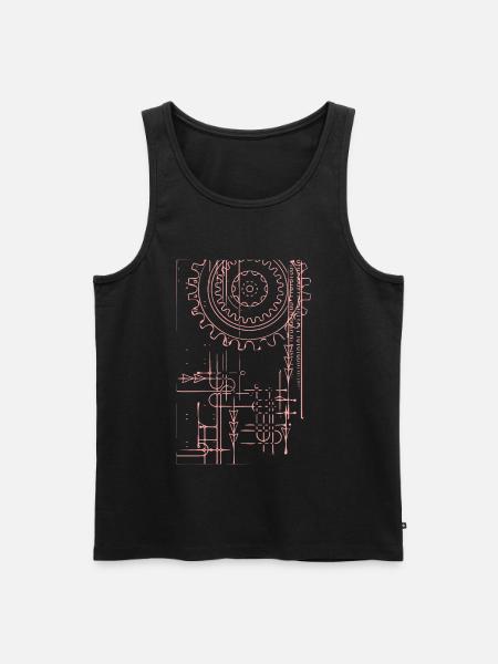 Zahnräder Linienkunst Muster - Männer Premium Bio Tank Top - Schwarz