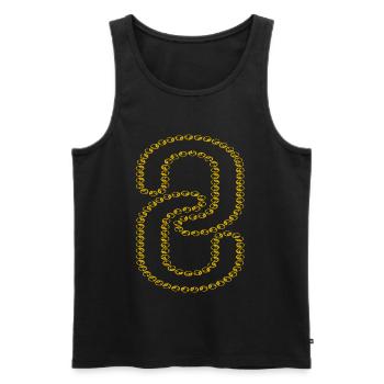 Goldene Kette bildet die Zahl 3 - Männer Premium Bio Tank Top - Schwarz - Vorne - AI Model Male 178 light (178cm)