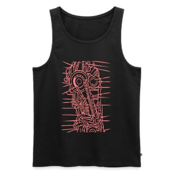 Rosa Linien-Roboter Kunst - Männer Premium Bio Tank Top - Schwarz - Vorne - AI Model Male 178 light (178cm)