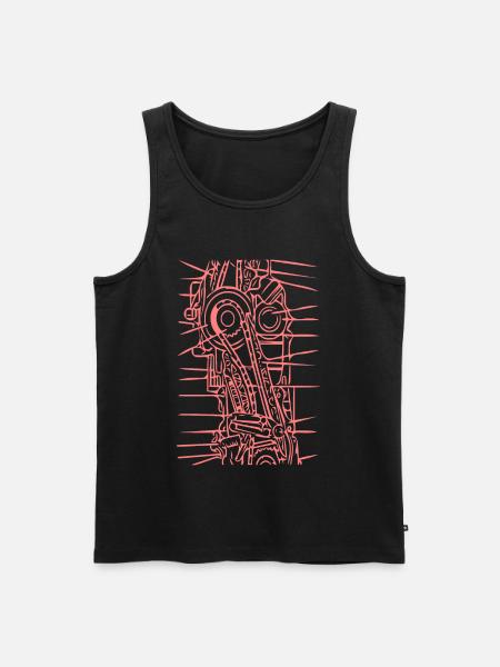 Rosa Linien-Roboter Kunst - Männer Premium Bio Tank Top - Schwarz