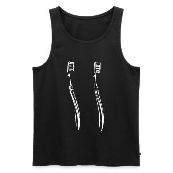 Duale Zahnbürsten Silhouette - Männer Premium Bio Tank Top - Schwarz - Vorne - AI Model Male 178 light (178cm)